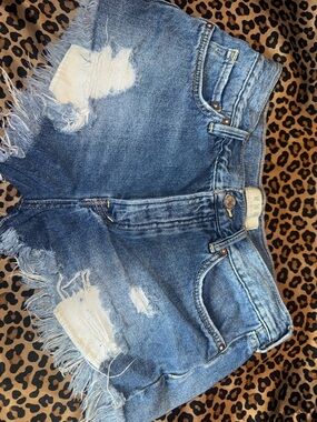 We The Free Distressed Medium Blue Denim Cutoff Shorts